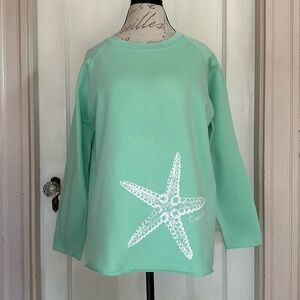 SOFT AS A GRAPE Mint Green Raw Hem Cape Cod  Crewneck Sweatshirt